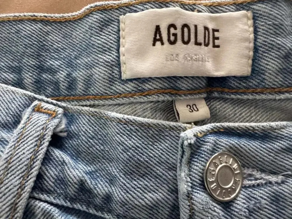 Agolde Parker Long Vintage Cut Off Denim Shorts Size 30